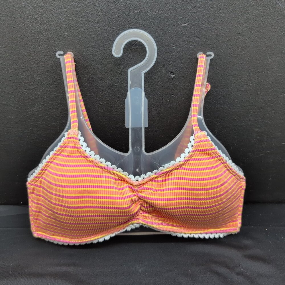 Honey Swim Ribbed Laced Seamless Stripped Bralette Top Bra Size Small Milo